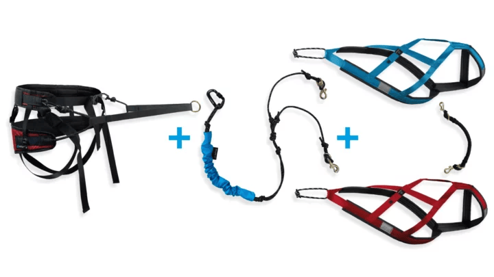 24BundleCaniDoubHybrideNew Ensemble canicross - 2 chiens | Harnais de traction