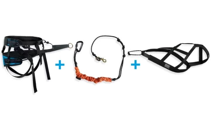 24BundleCaniHybrideNew Ensemble canicross - 1 chien - Ceinture de traction hybride | Harnais de traction