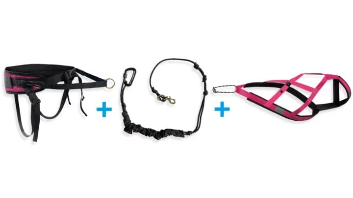 24BundleCaniMultiNew Ensemble canicross - 1 chien - Ceinture multifonction | Harnais de traction