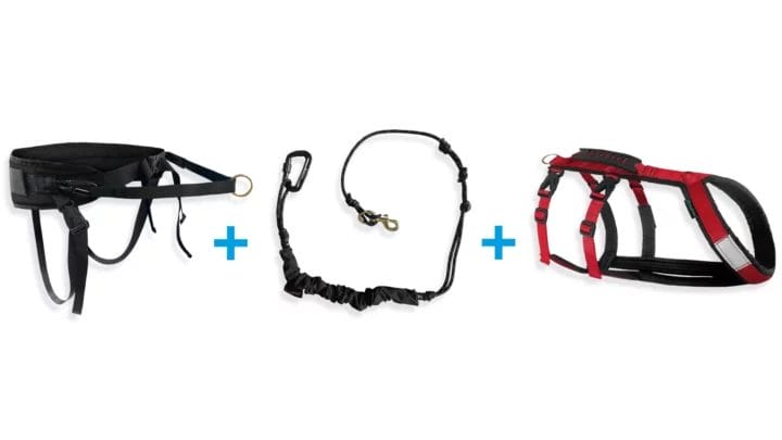 25BundleCaniMultiHarnHyb Ensemble canicross - 1 chien - Ceinture multifonction | Harnais hybride