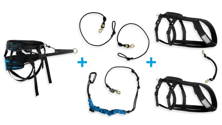 25BundleSkijoDoubHybHarnHyb Ensemble skijoring - 2 chiens | Harnais hybride
